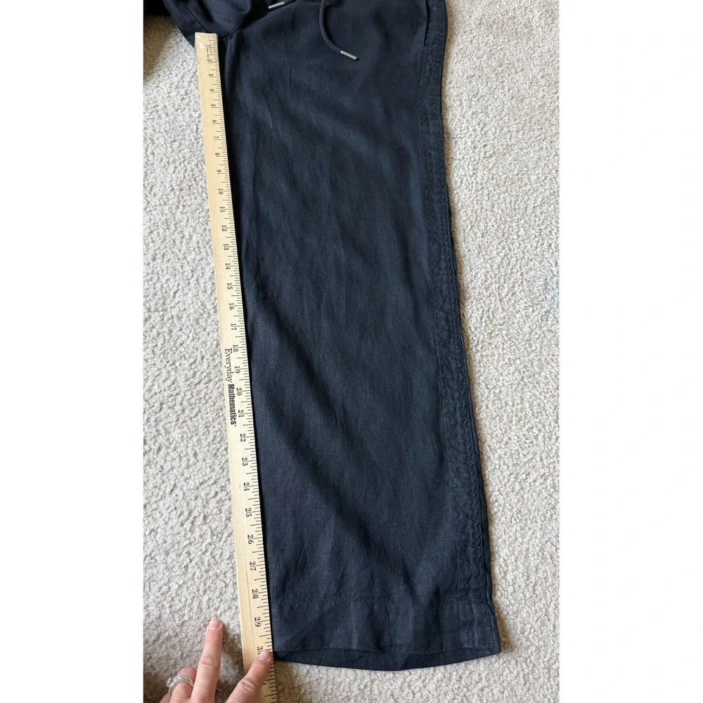 Quince Pants 100% European Linen Wide Leg Black Large